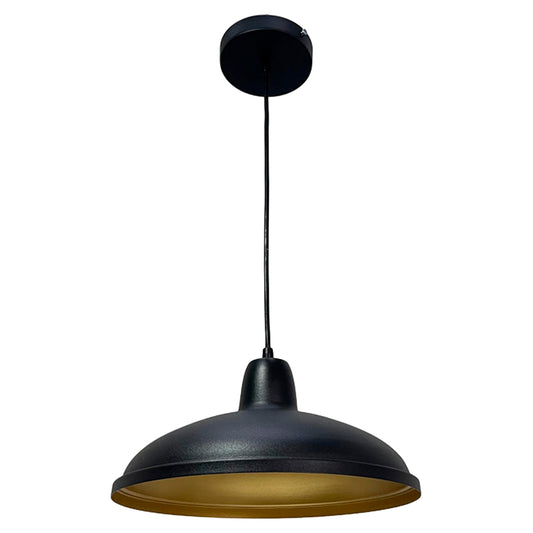 Lámpara Colgante Chupón Negro con interior Dorado