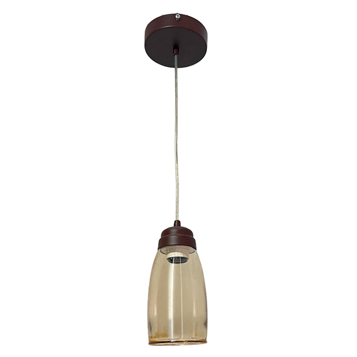 Lampara Colgante Herraje Chocolate Con Pantalla de Cristal Barrilito