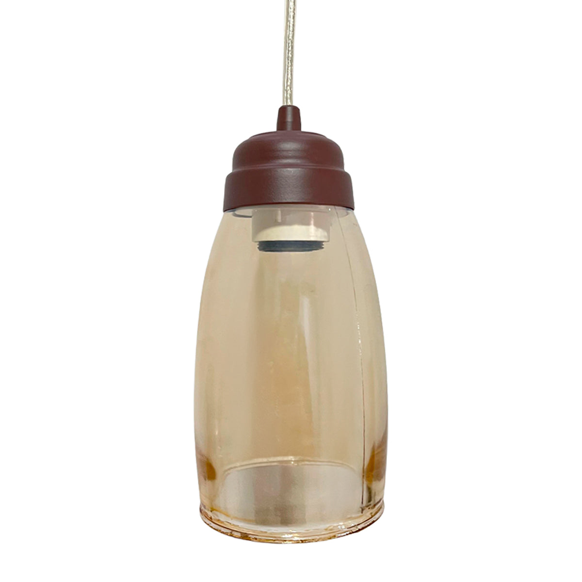 Lampara Colgante Herraje Chocolate Con Pantalla de Cristal Barrilito
