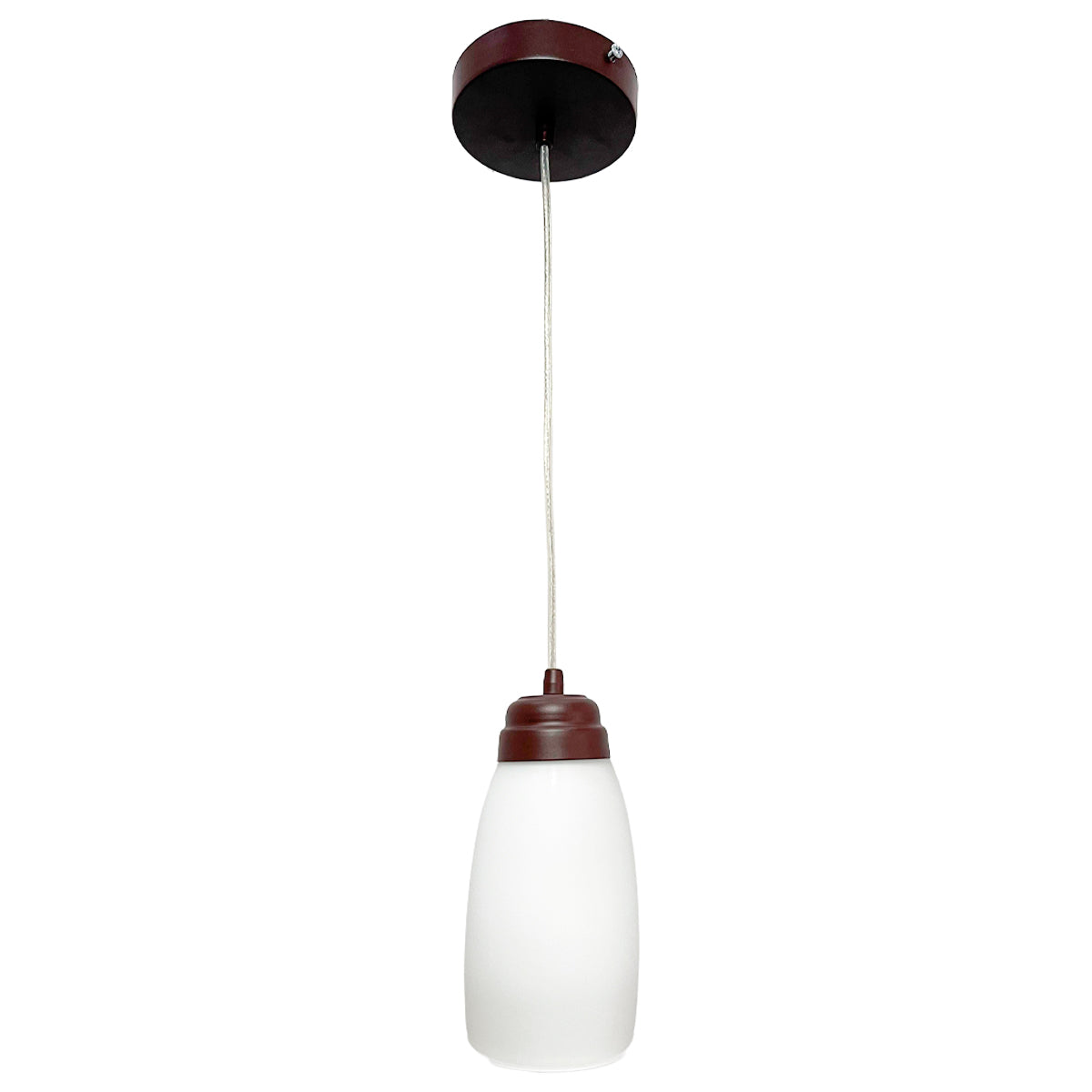 Lampara Colgante Herraje Chocolate Con Pantalla de Cristal Barrilito