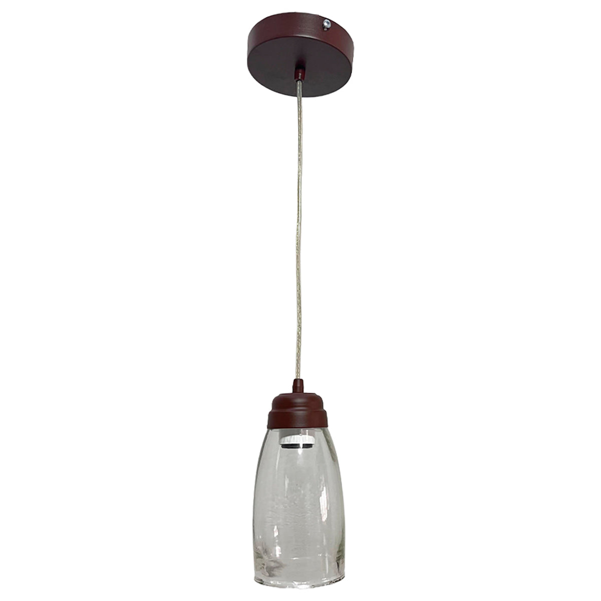 Lampara Colgante Herraje Chocolate Con Pantalla de Cristal Barrilito