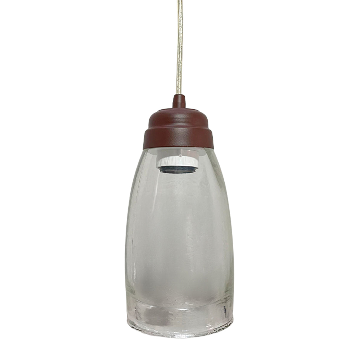 Lampara Colgante Herraje Chocolate Con Pantalla de Cristal Barrilito
