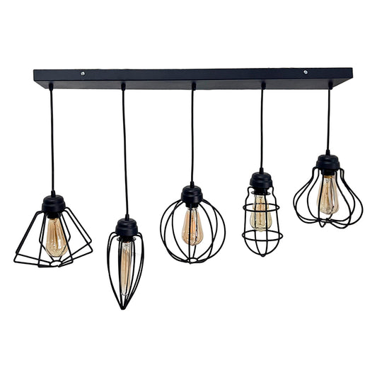 Colgante En Riel de 5 luces Vintage