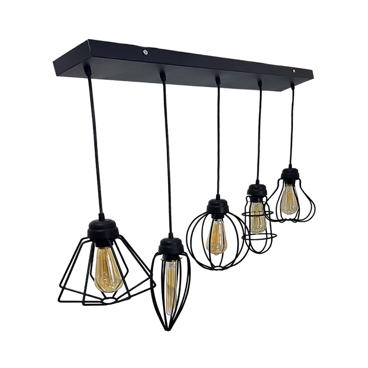Colgante En Riel de 5 luces Vintage