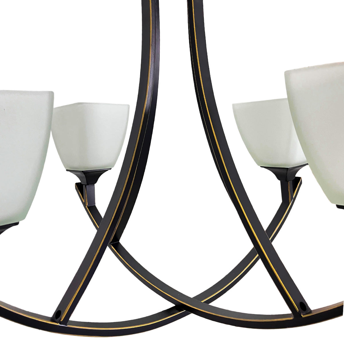 Candil Negro de 4 Luces Pantalla de cristal
