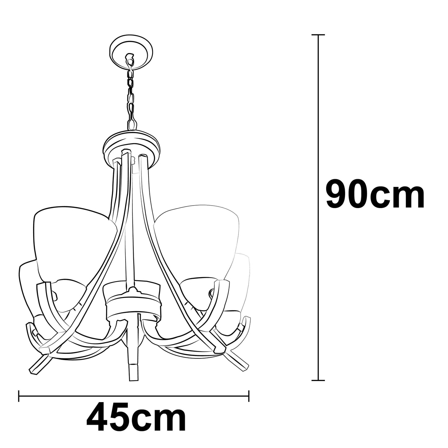Candil Cromado de 5 Luces