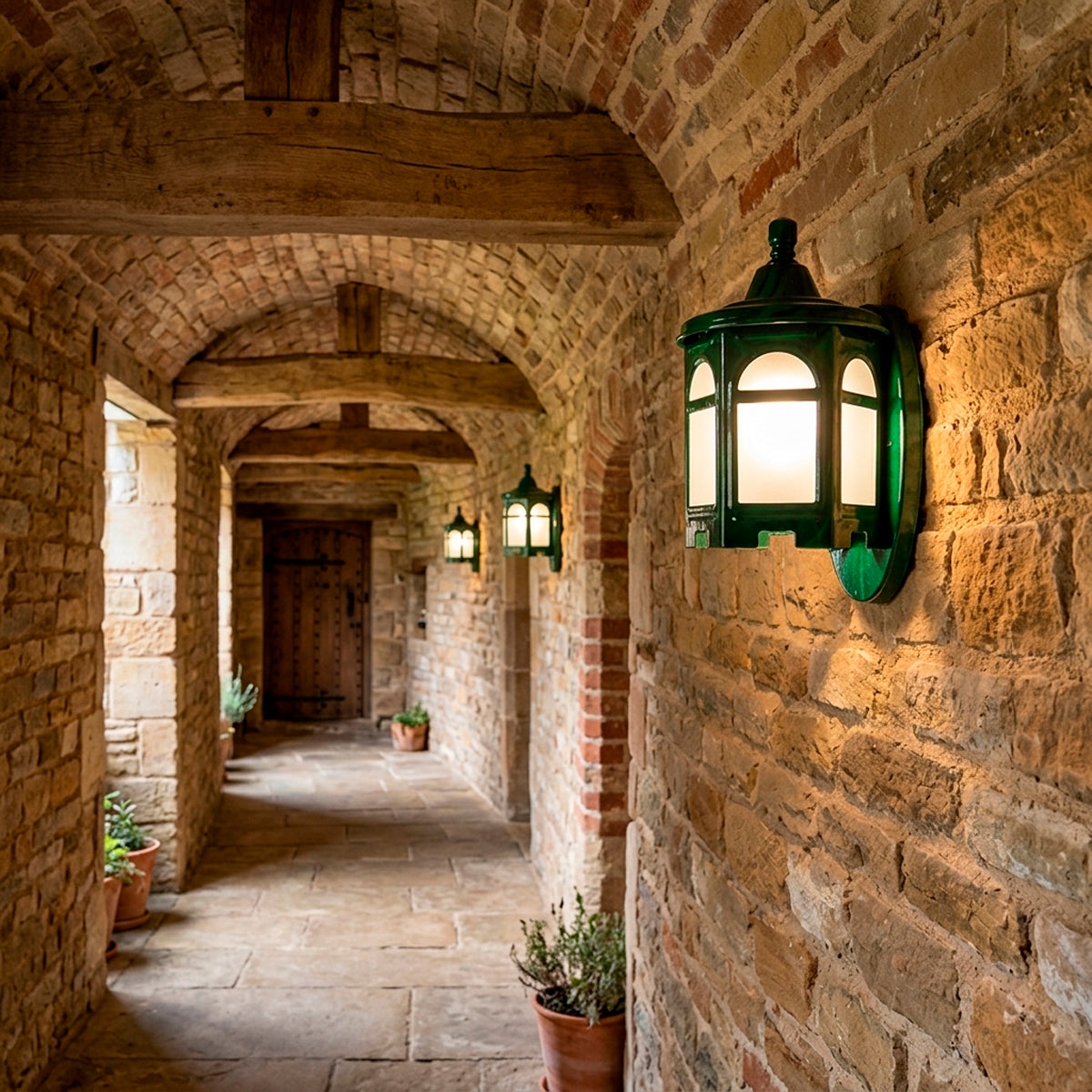 Lámpara de Pared Farol Arcos Chico Verde Marmoleado