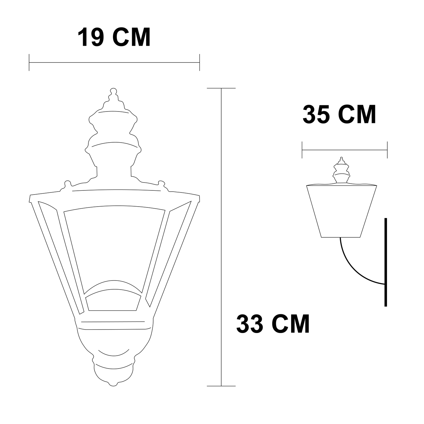 Lámpara de Pared Farol de 4 Lados Grande