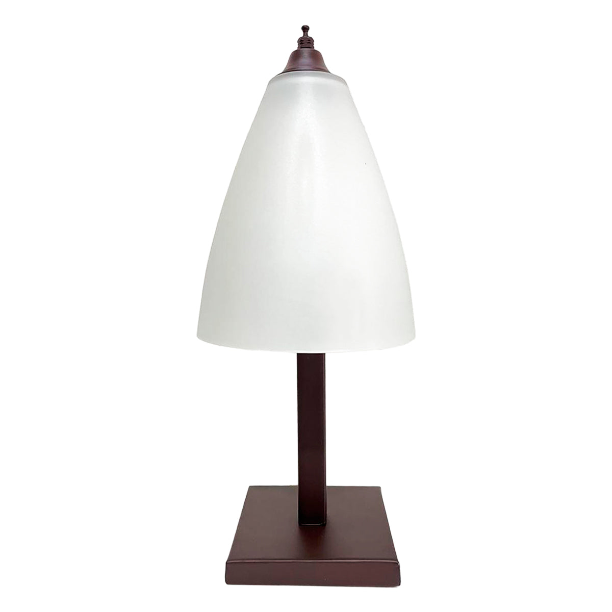 Lámpara de Mesa Campanilla Base Color Chocolate Con Pantalla de Cristal