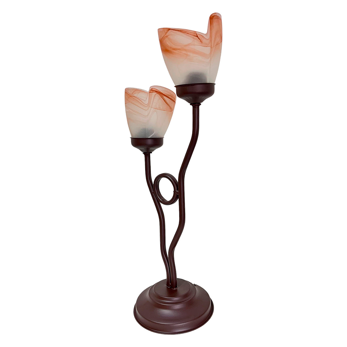 Lámpara de Mesa Florecillas Base Color Chocolate Con Pantallas de Cristal