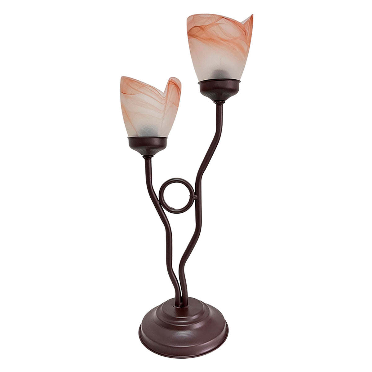 Lámpara de Mesa Florecillas Base Color Chocolate Con Pantallas de Cristal