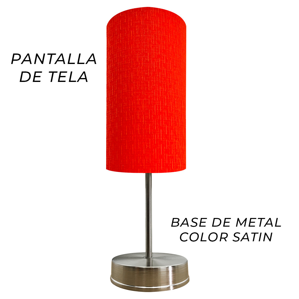 Lampara de Mesa Base Satin Pantalla Naranja