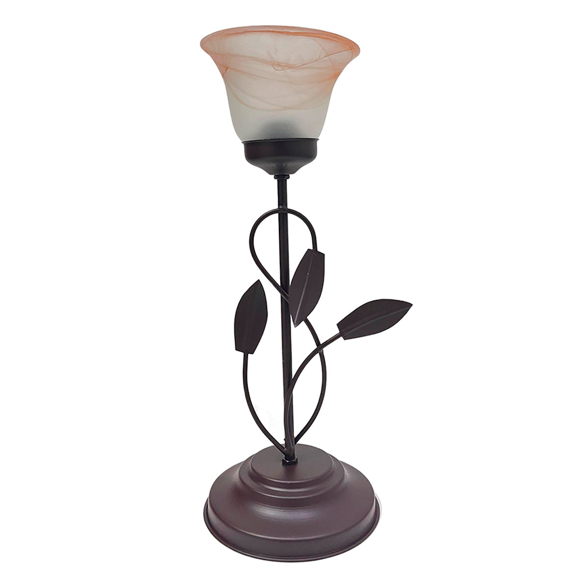 Lampara de Mesa Flor Base Chocolate Pantalla de Cristal