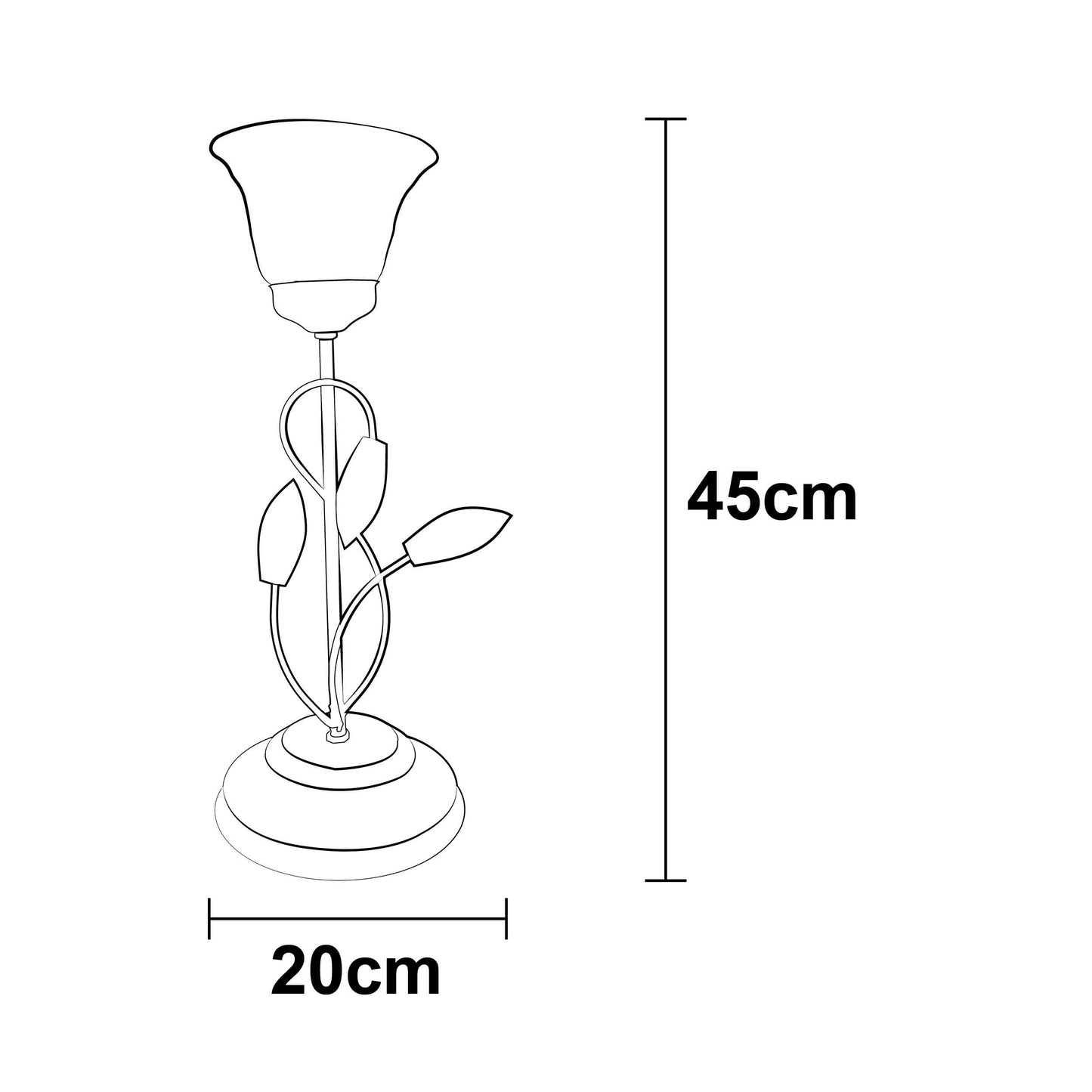 Lampara de Mesa Flor Base Chocolate Pantalla de Cristal