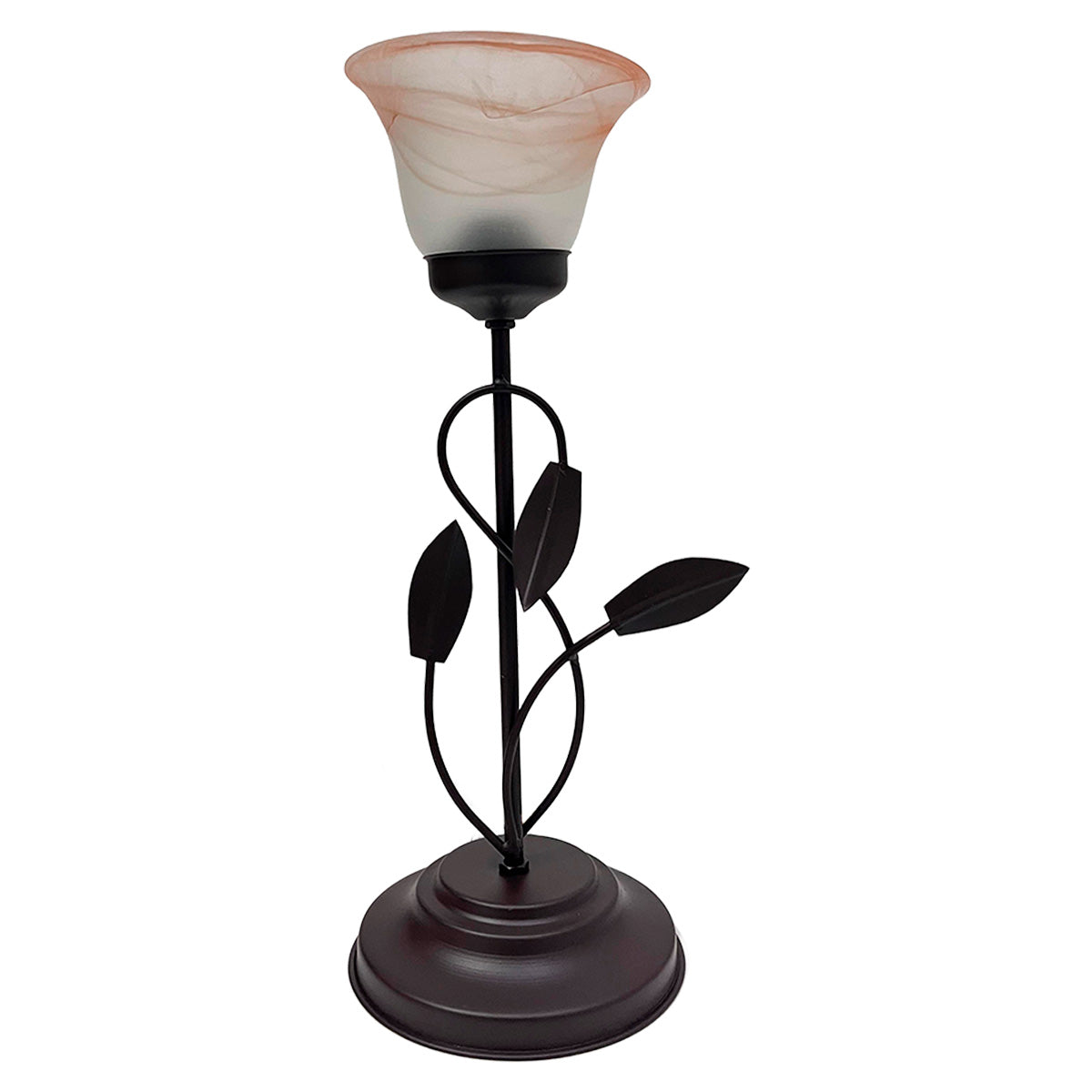 Lampara de Mesa Flor Base Chocolate Pantalla de Cristal