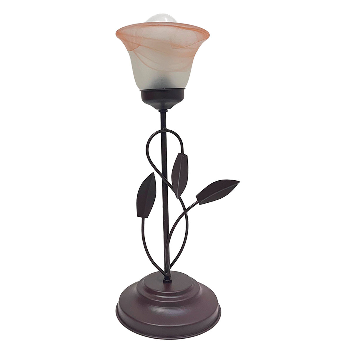 Lampara de Mesa Flor Base Chocolate Pantalla de Cristal