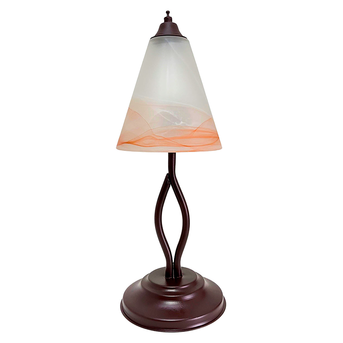 Lámpara de Mesa Rombo Base Color Chocolate Con Pantalla de Cristal