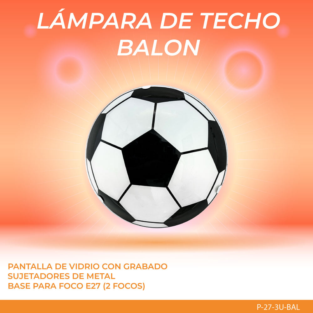 Lámpara de Techo, Pantalla de Cristal, Balon Futbol