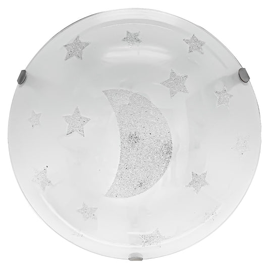 Lámpara de Techo, Pantalla de Cristal, Luna y Estrellas