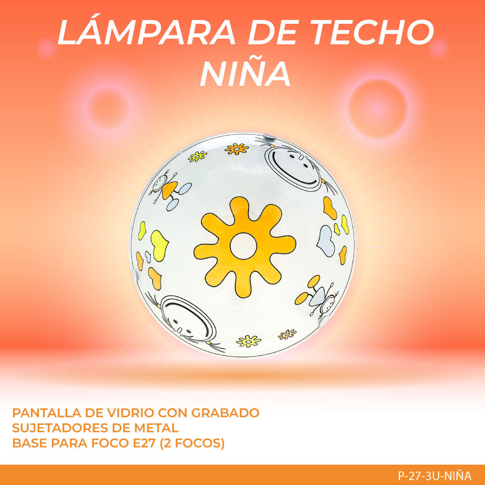 Lámpara de Techo, Pantalla de Cristal, Niña