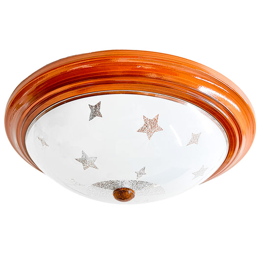 Lámpara de Techo Circular Color Madera Pantalla Estrellas