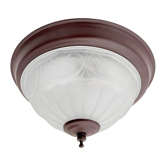 Plafón Rustico Chico Pantalla de Cristal Blanco