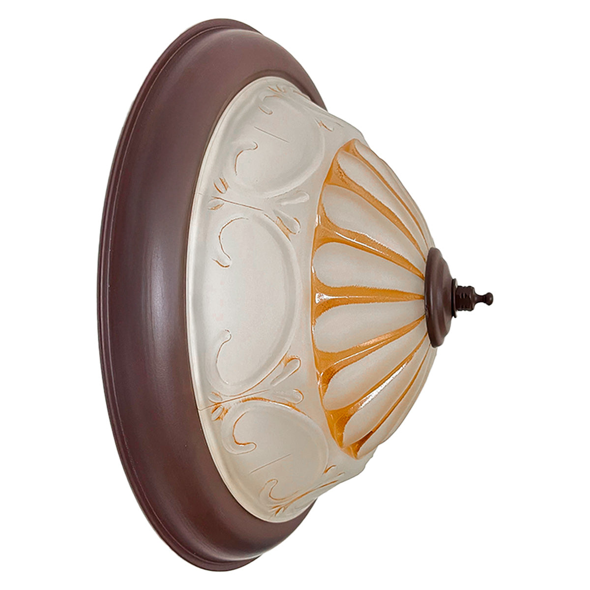 Plafón Rustico Mediano Pantalla de Cristal Blanco