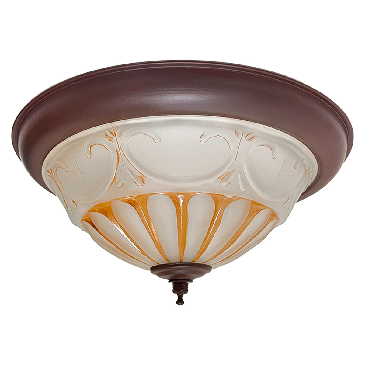 Plafón Rustico Mediano Pantalla de Cristal Blanco