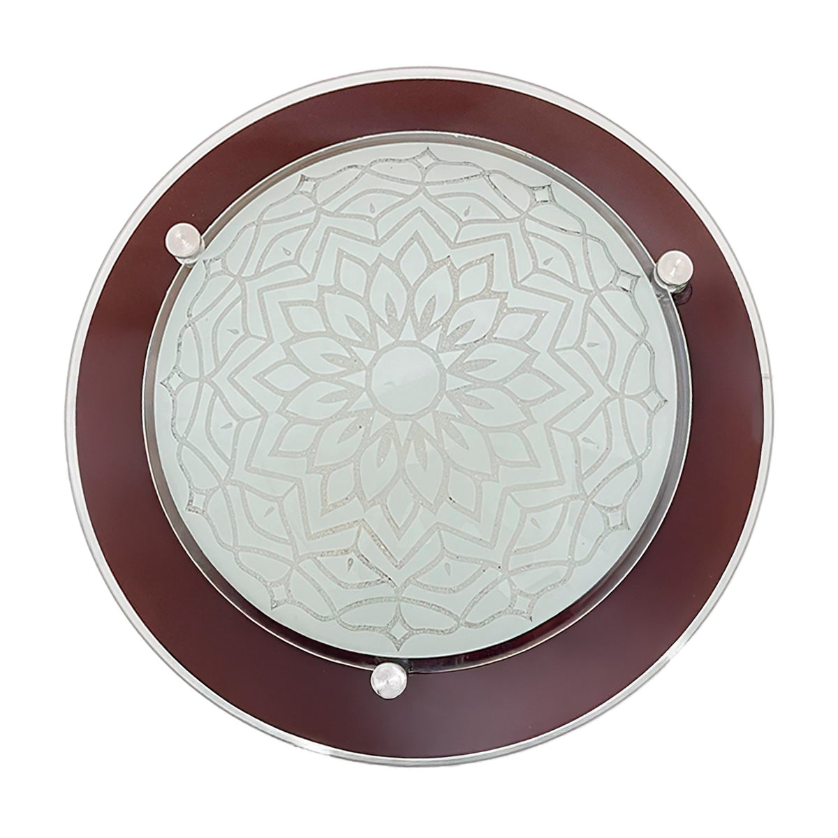 Plafon P-39 Redondo Cristal Chocolate Pantalla Mandala