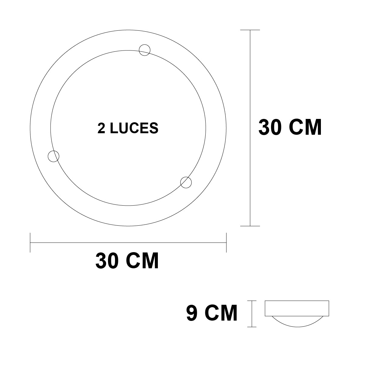 Plafon P 39 redondo Grande Opaco