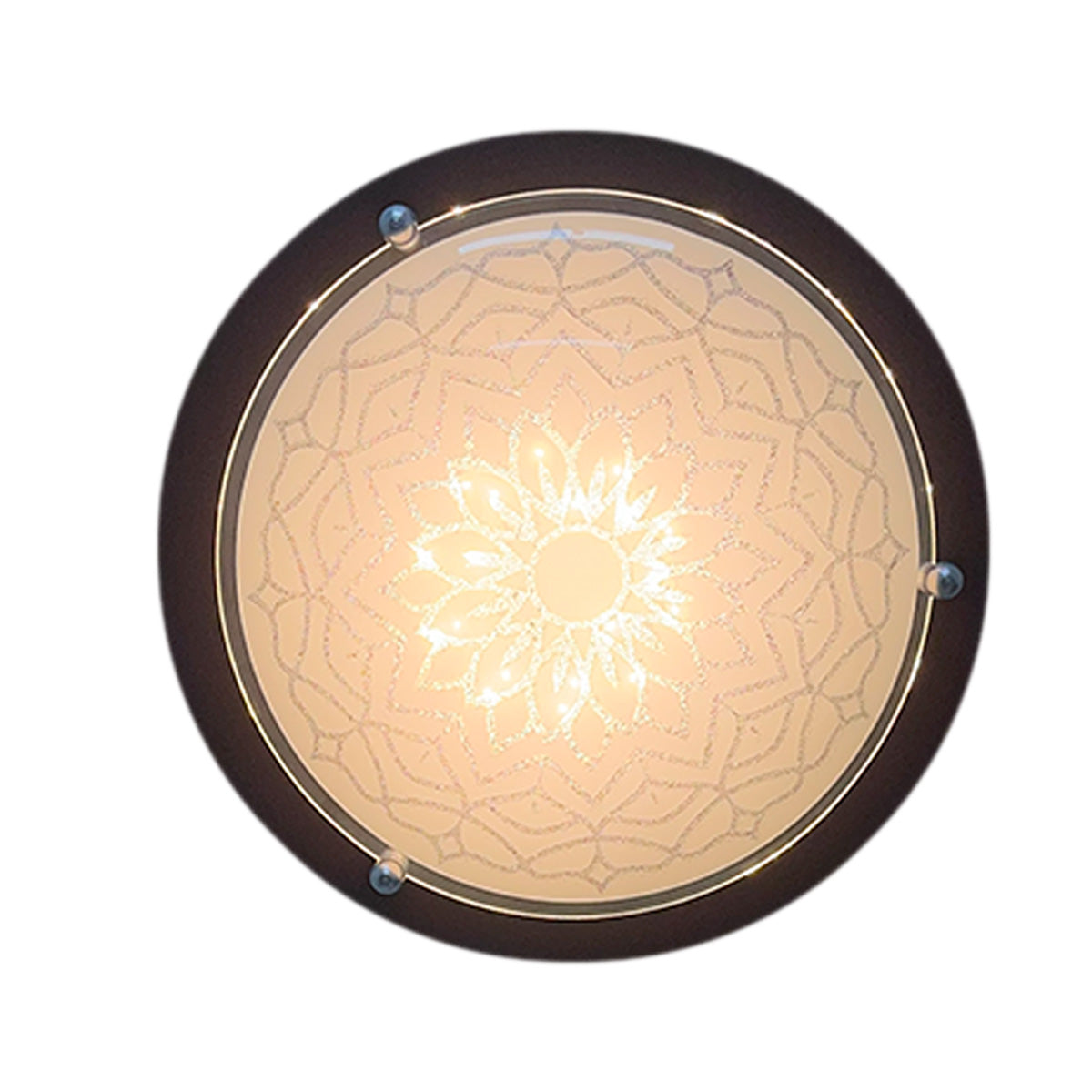 Plafon P 40 LED 3 tonos 12w Color Chocolate Vidrio Mandala Diamantado