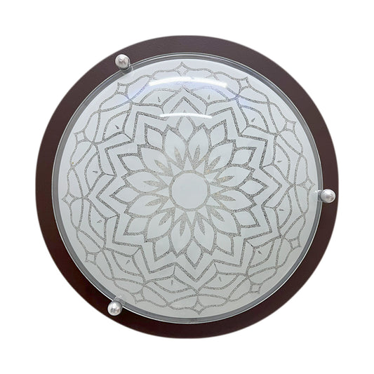 Plafon P 40 LED 3 tonos 12w Color Chocolate Vidrio Mandala Diamantado