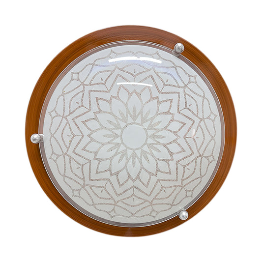 Plafon P 40 LED 3 tonos 12w Color Madera Vidrio Mandala Diamantado
