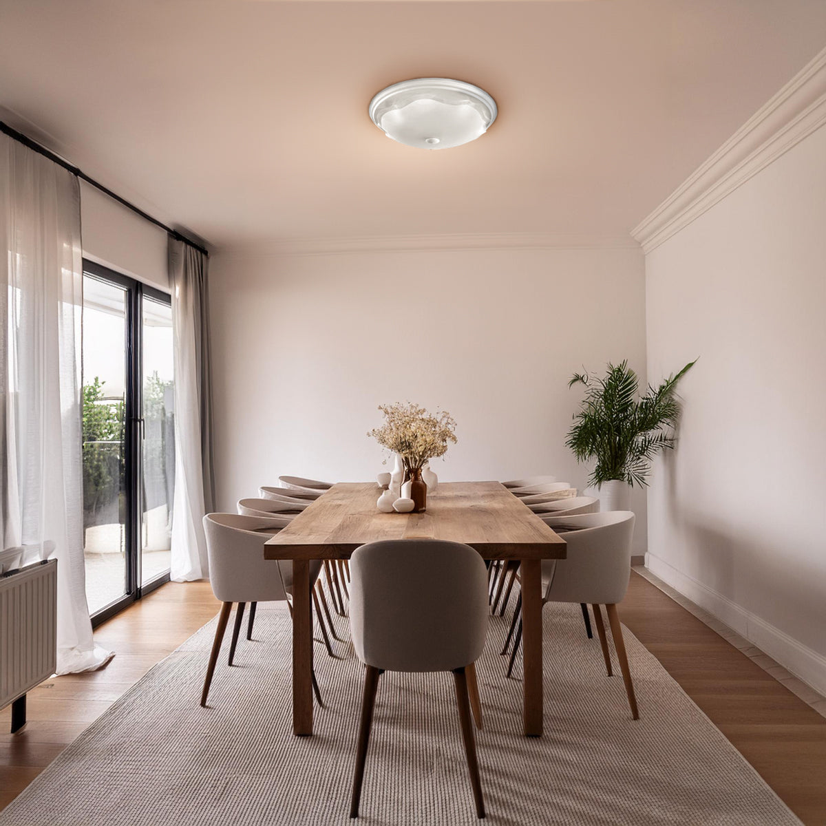 Lampara De Techo, Luz Ideal, Plafón P-42 Jumbo Blanco Liso