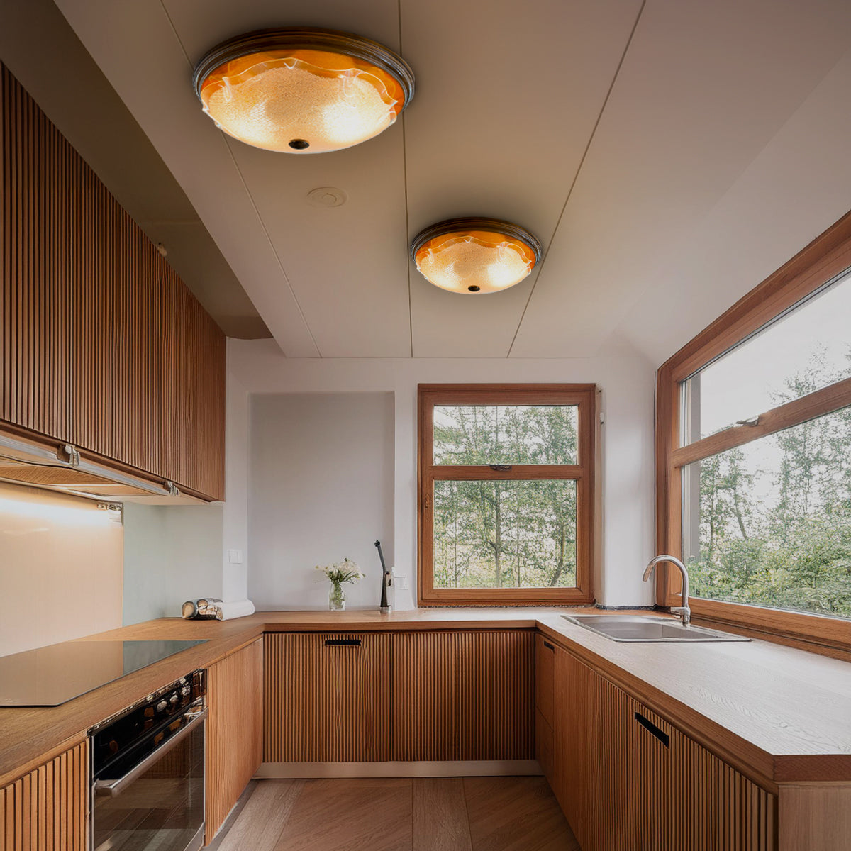 Lampara De Techo, Luz Ideal, Plafón P-42 Jumbo Madera Diamantado