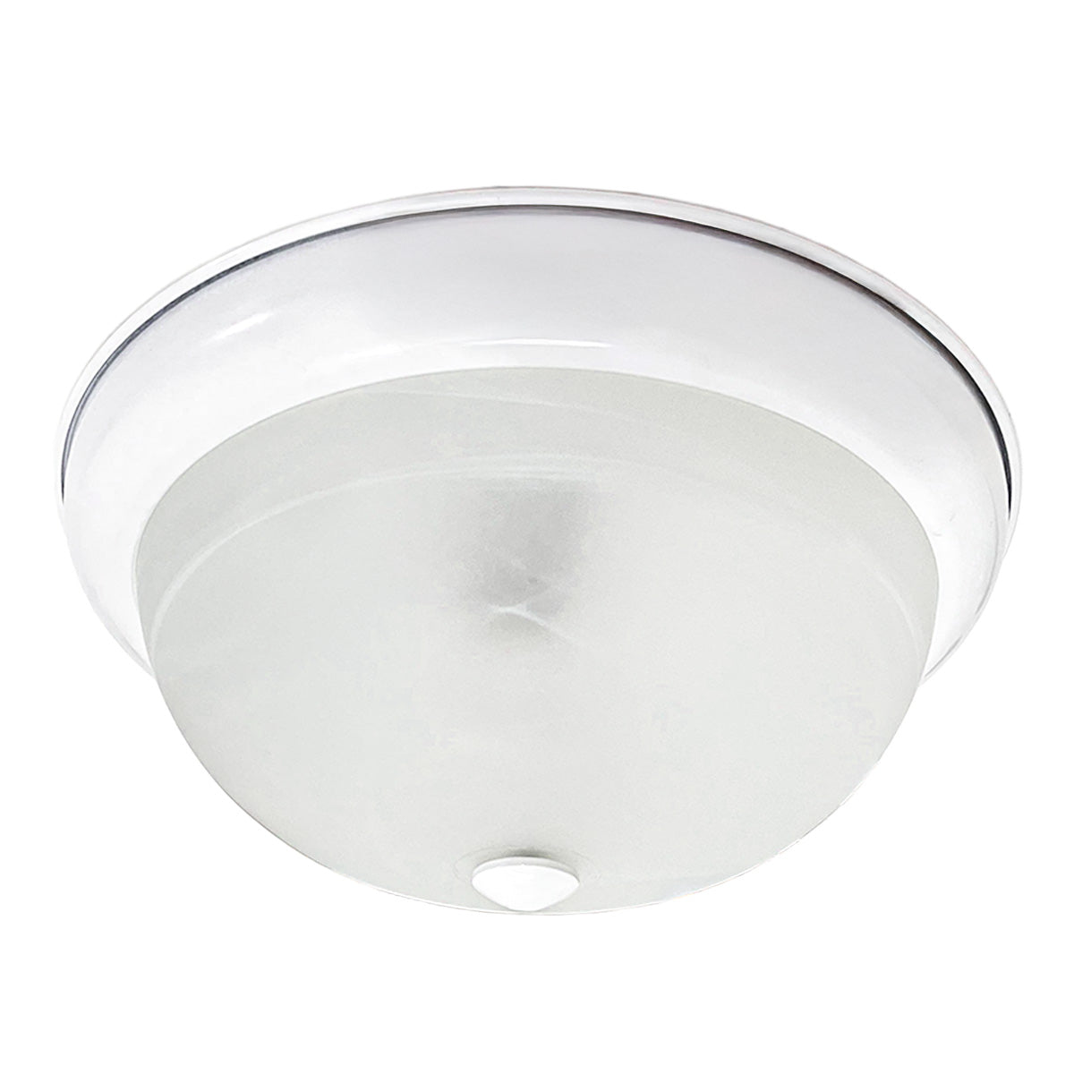 Plafón Base Metálica Color Blanco Pantalla de Cristal Domo de Cristal