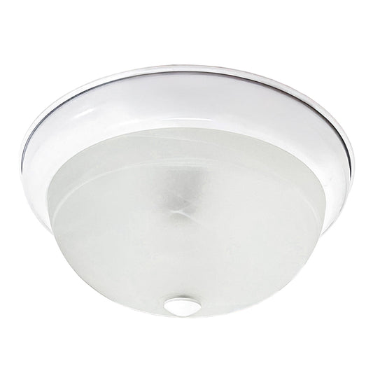 Plafón Base Metálica Color Blanco Pantalla de Cristal Domo de Cristal