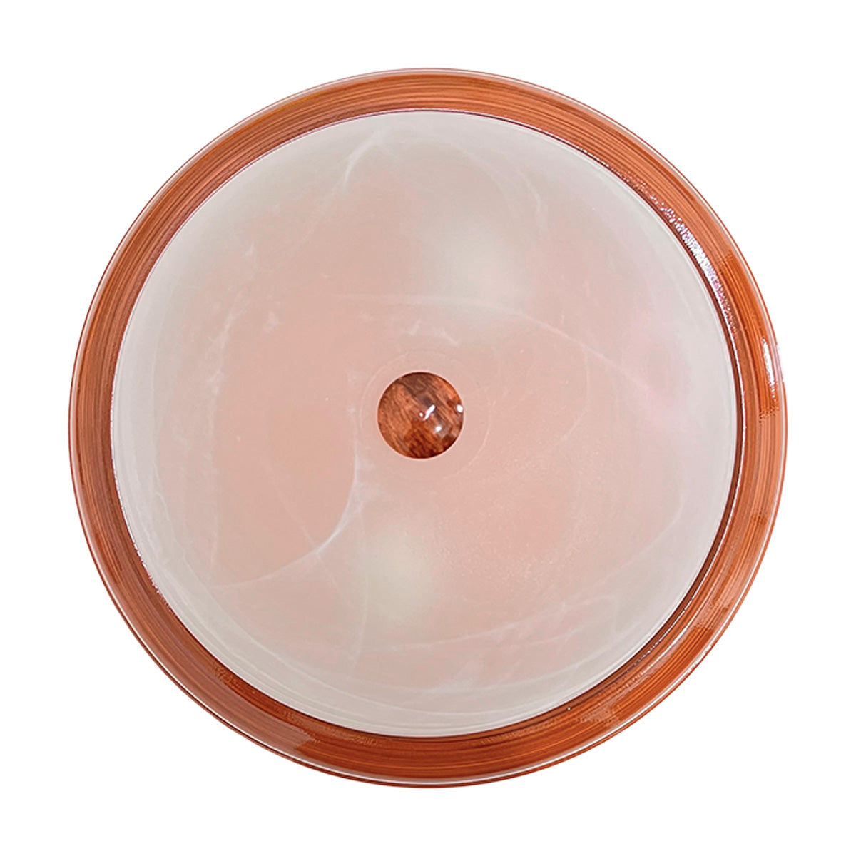 Plafón Base Metálica Color Madera Pantalla de Cristal Domo de Cristal