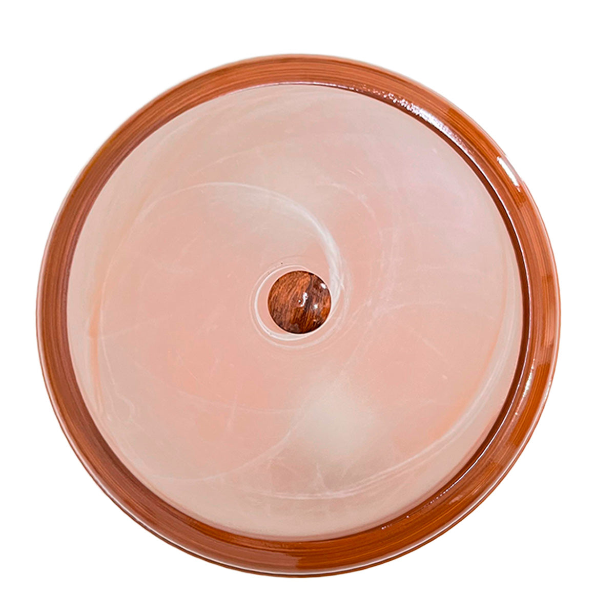 Plafón Base Metálica Color Madera Pantalla de Cristal Domo de Cristal