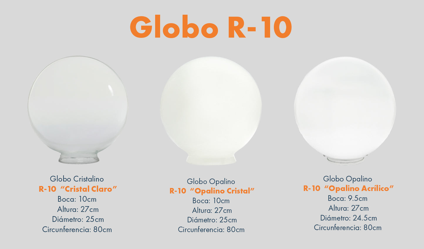 Globo R-10 Plastico Acrilico Blanco