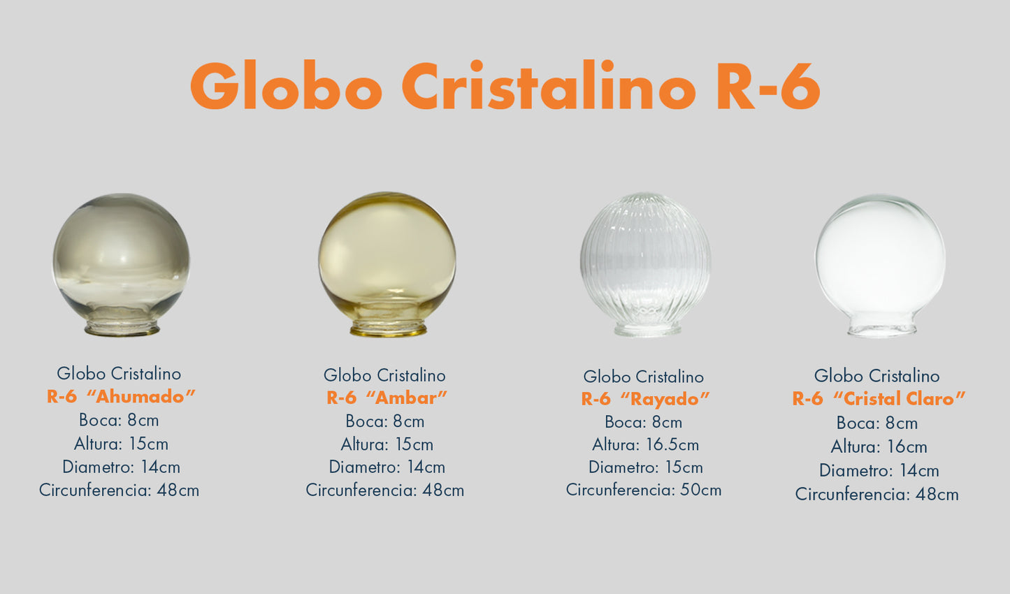 Globo R-6 De Cristal Trasnparente