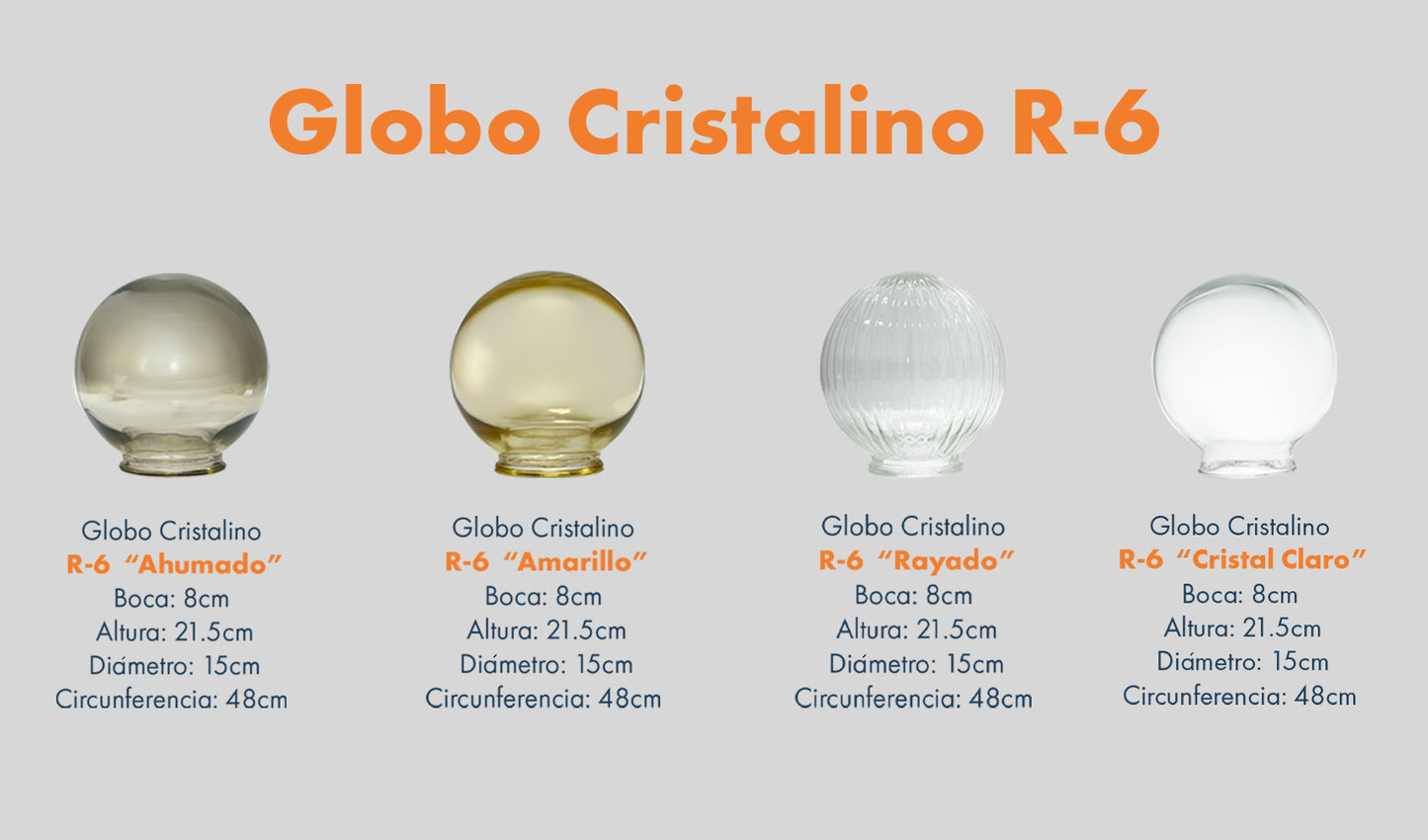 Globo R-6 De Cristal Trasnparente