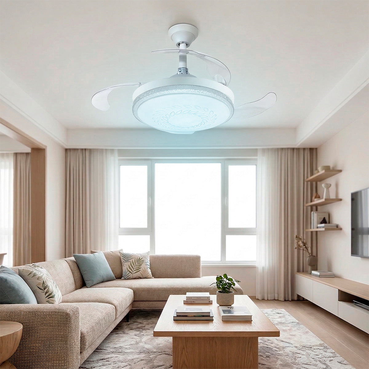 Ventilador de Techo Blanco Aspas Retractiles