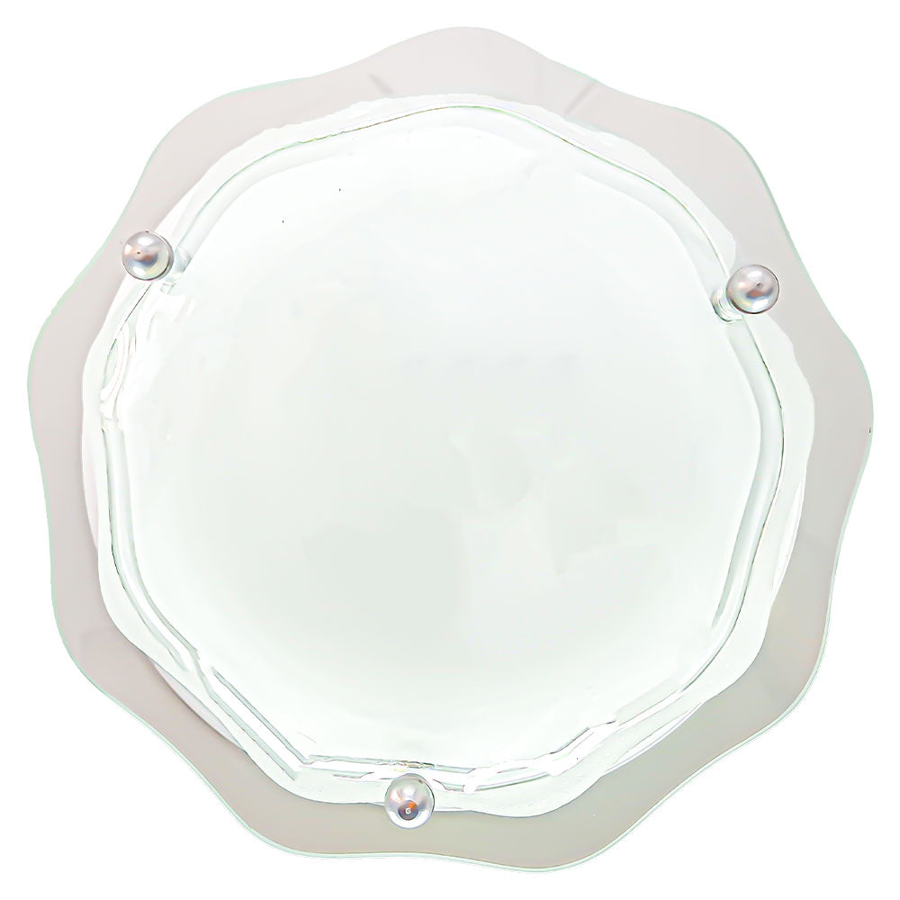 Plafón Flor Base Color Blanco Doble pantalla de Cristal