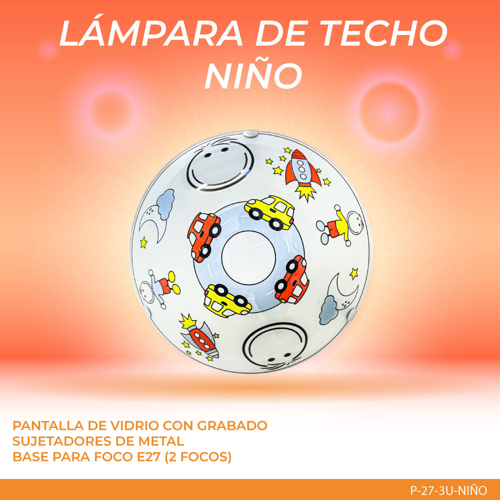 Lámpara de Techo, Pantalla de Cristal, Niño