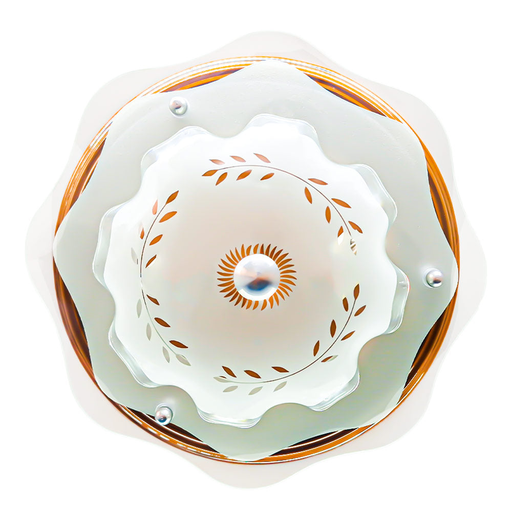 Lámpara de Techo Plafón P 37 Grande Color Madera Pantalla de Cristal