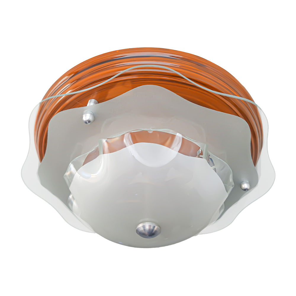 Lámpara de Techo Plafón P 37 Grande Color Madera Pantalla de Cristal