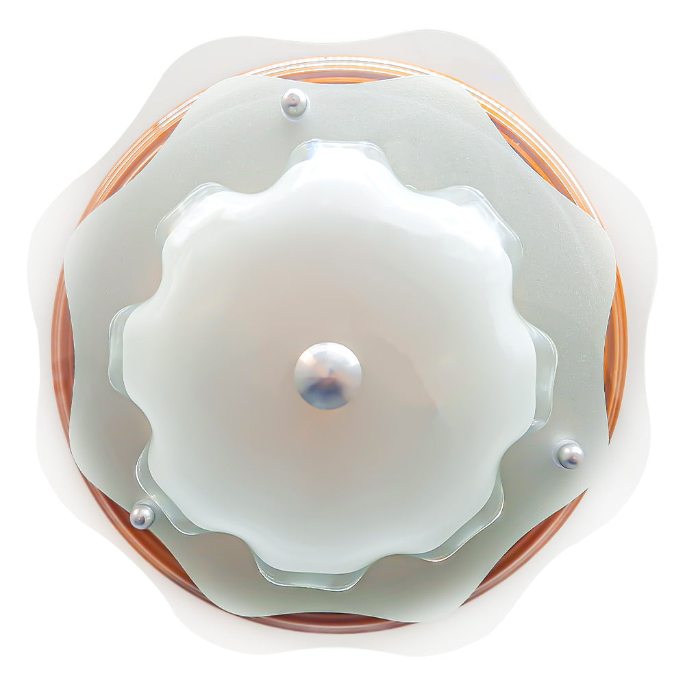 Lámpara de Techo Plafón P 37 Grande Color Madera Pantalla de Cristal